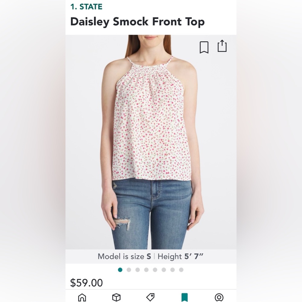 1 State Daisley Smock Front Top  Size Medium NWT
